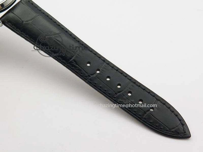 Master Ultra Thin Tourbillon SS Black Dial On Black Leather Strap Supportive 7505