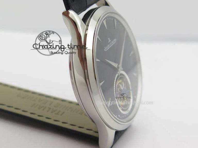 Master Ultra Thin Tourbillon SS Black Dial On Black Leather Strap Supportive 7505