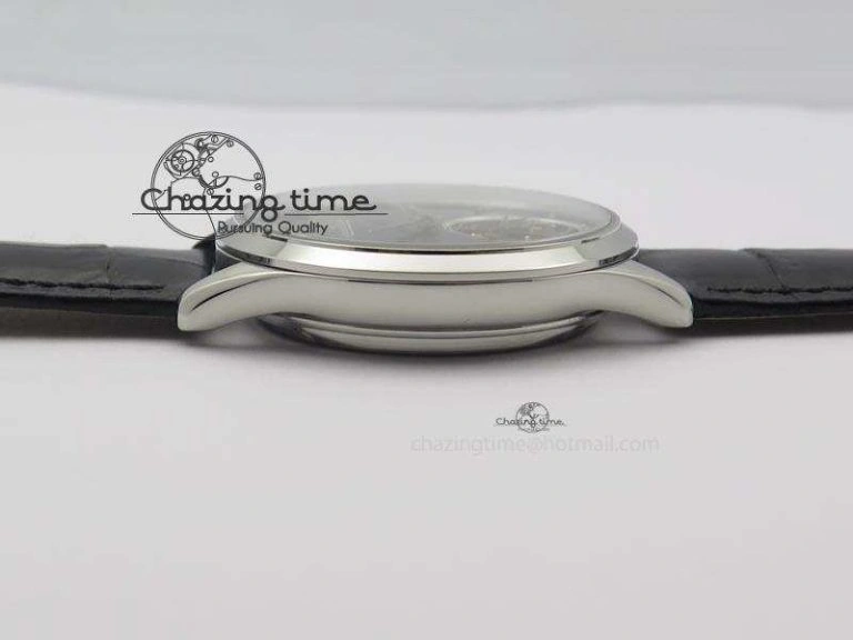 Master Ultra Thin Tourbillon SS Black Dial On Black Leather Strap Supportive 7505
