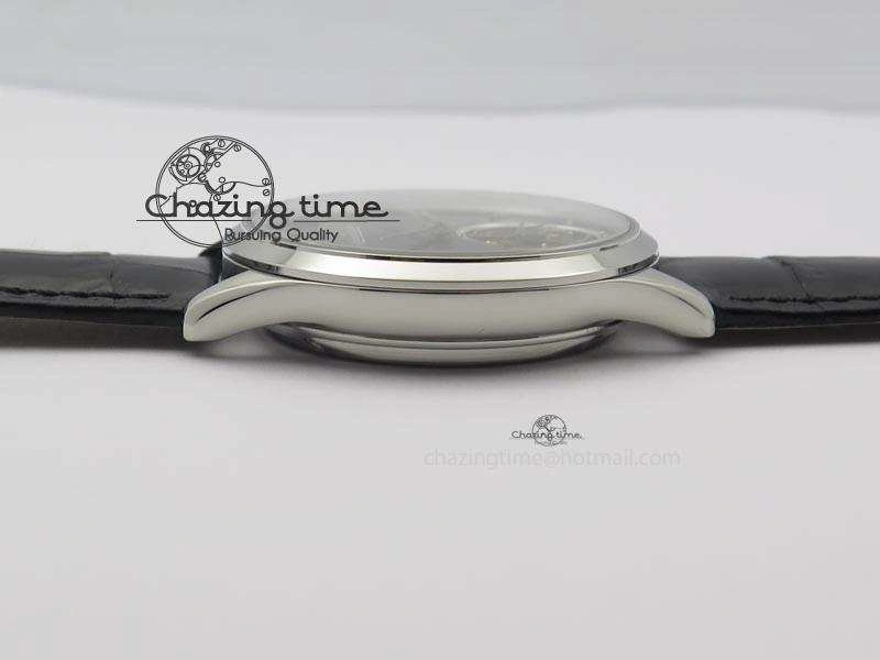 Master Ultra Thin Tourbillon SS Black Dial On Black Leather Strap Supportive 7505