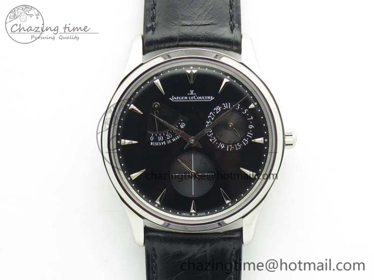 Master Ultra Thin Tourbillon SS Black Dial On Black Leather Strap Supportive 7505