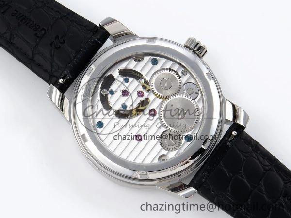 Upgraded Master Ultra Thin Tourbillon SS RMS Best Edition Blue Solar System Dial on Black Leather Strap 7407