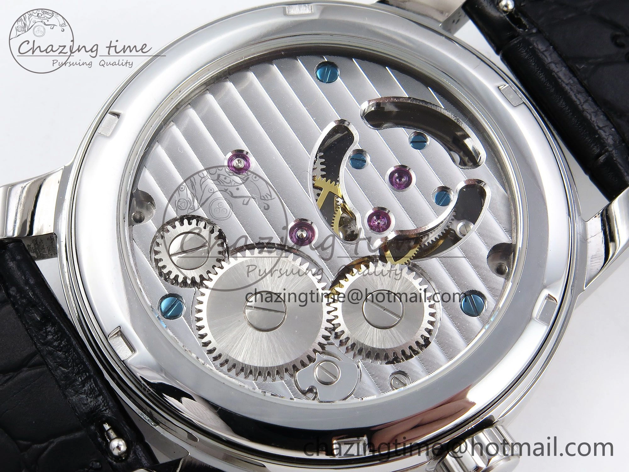 Upgraded Master Ultra Thin Tourbillon SS RMS Best Edition Blue Solar System Dial on Black Leather Strap 7407