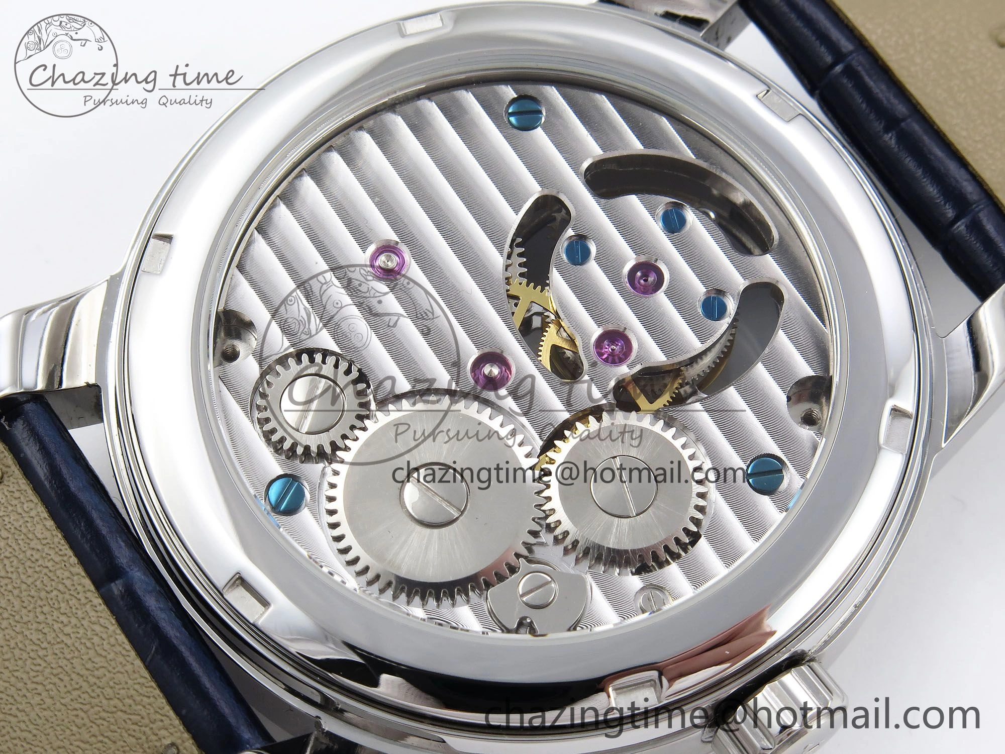 WrinkleFree Master Ultra Thin Tourbillon SS RMS Best Edition Blue Solar System Dial on Blue Leather Strap 7408