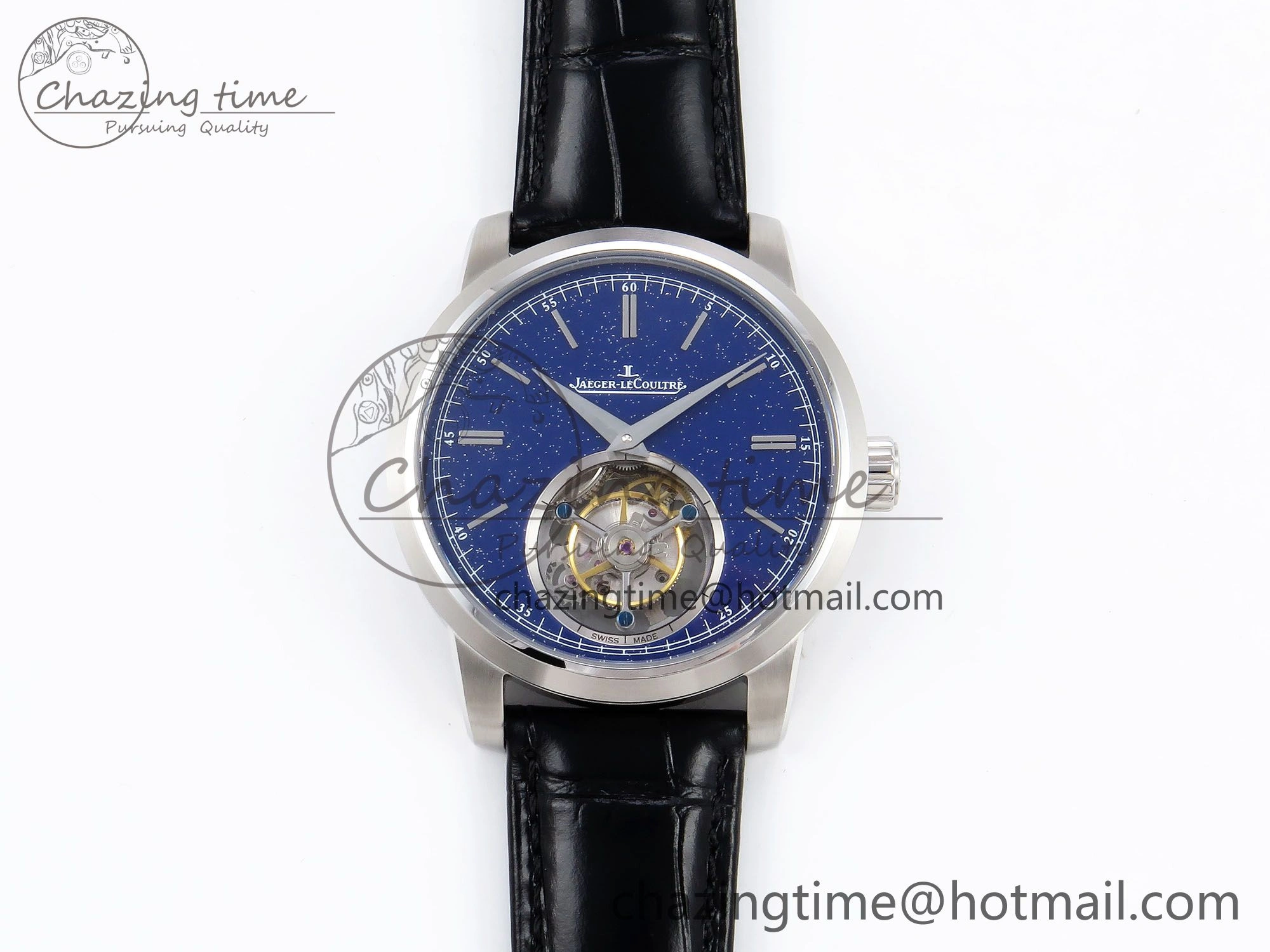 Sleek Master Ultra Thin Tourbillon SS RMS Best Edition Blue Star Dial on Black Leather Strap 7406
