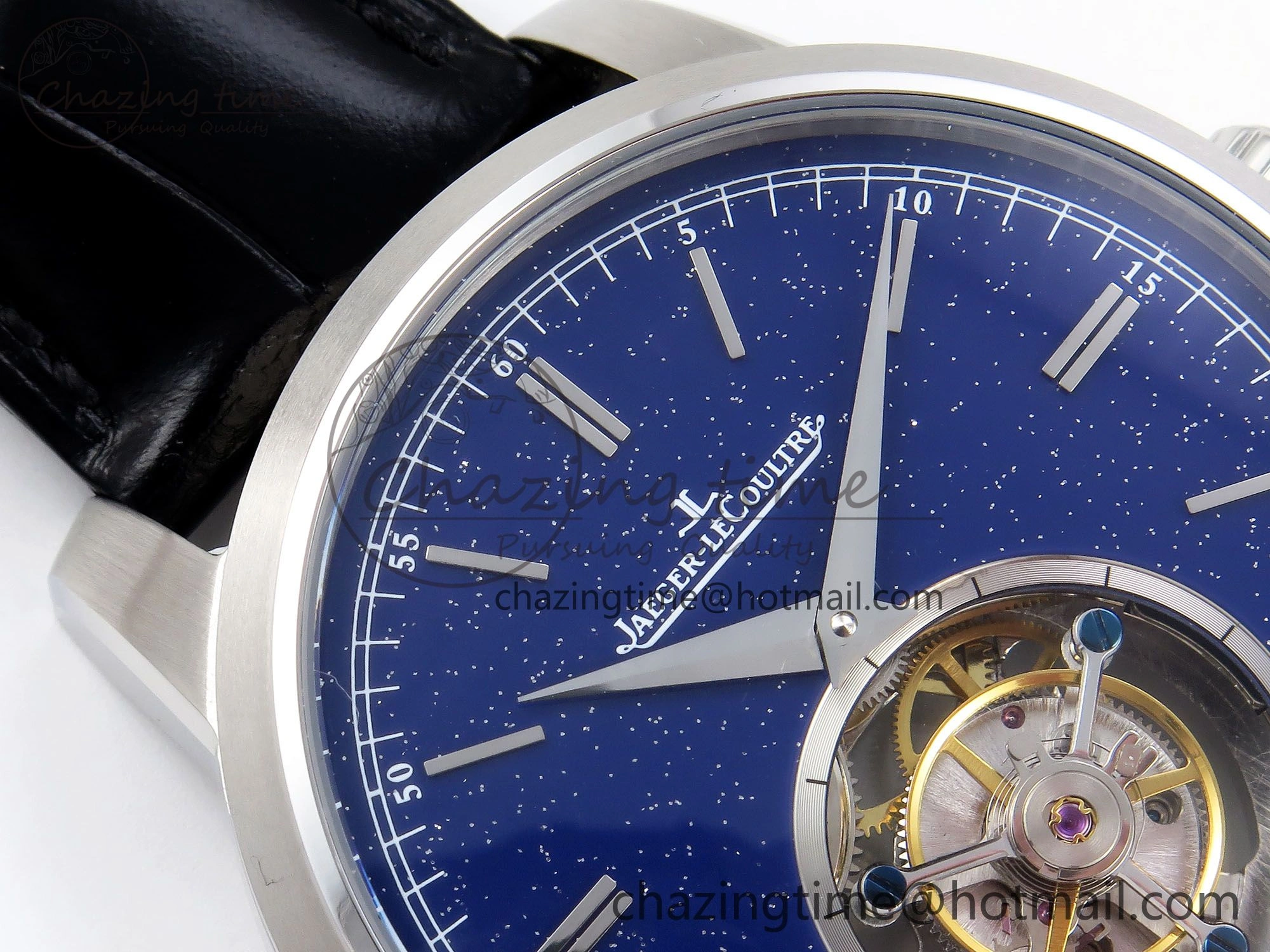 Sleek Master Ultra Thin Tourbillon SS RMS Best Edition Blue Star Dial on Black Leather Strap 7406