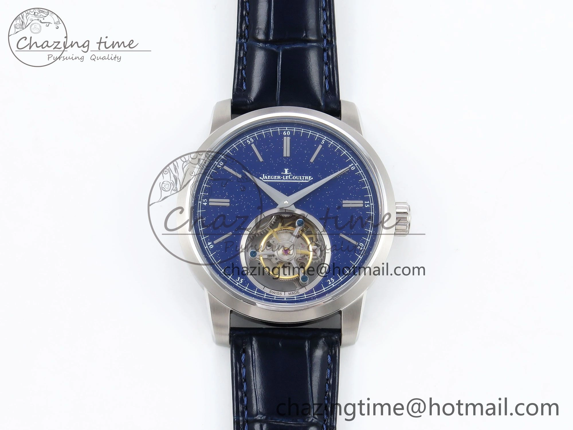 TopPick Master Ultra Thin Tourbillon SS RMS Best Edition Blue Star Dial on Blue Leather Strap 7409