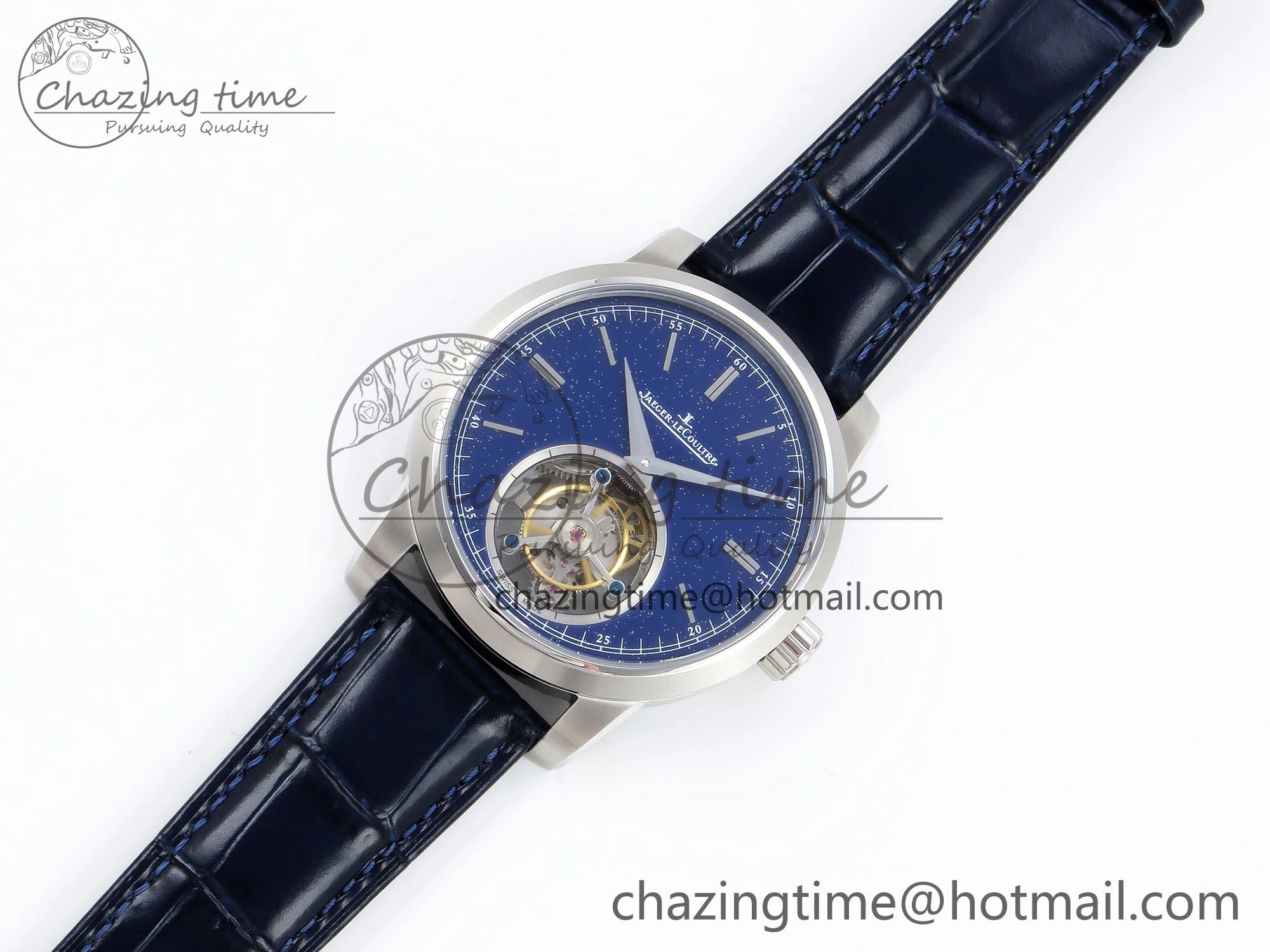 TopPick Master Ultra Thin Tourbillon SS RMS Best Edition Blue Star Dial on Blue Leather Strap 7409