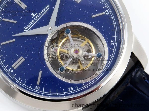 TopPick Master Ultra Thin Tourbillon SS RMS Best Edition Blue Star Dial on Blue Leather Strap 7409