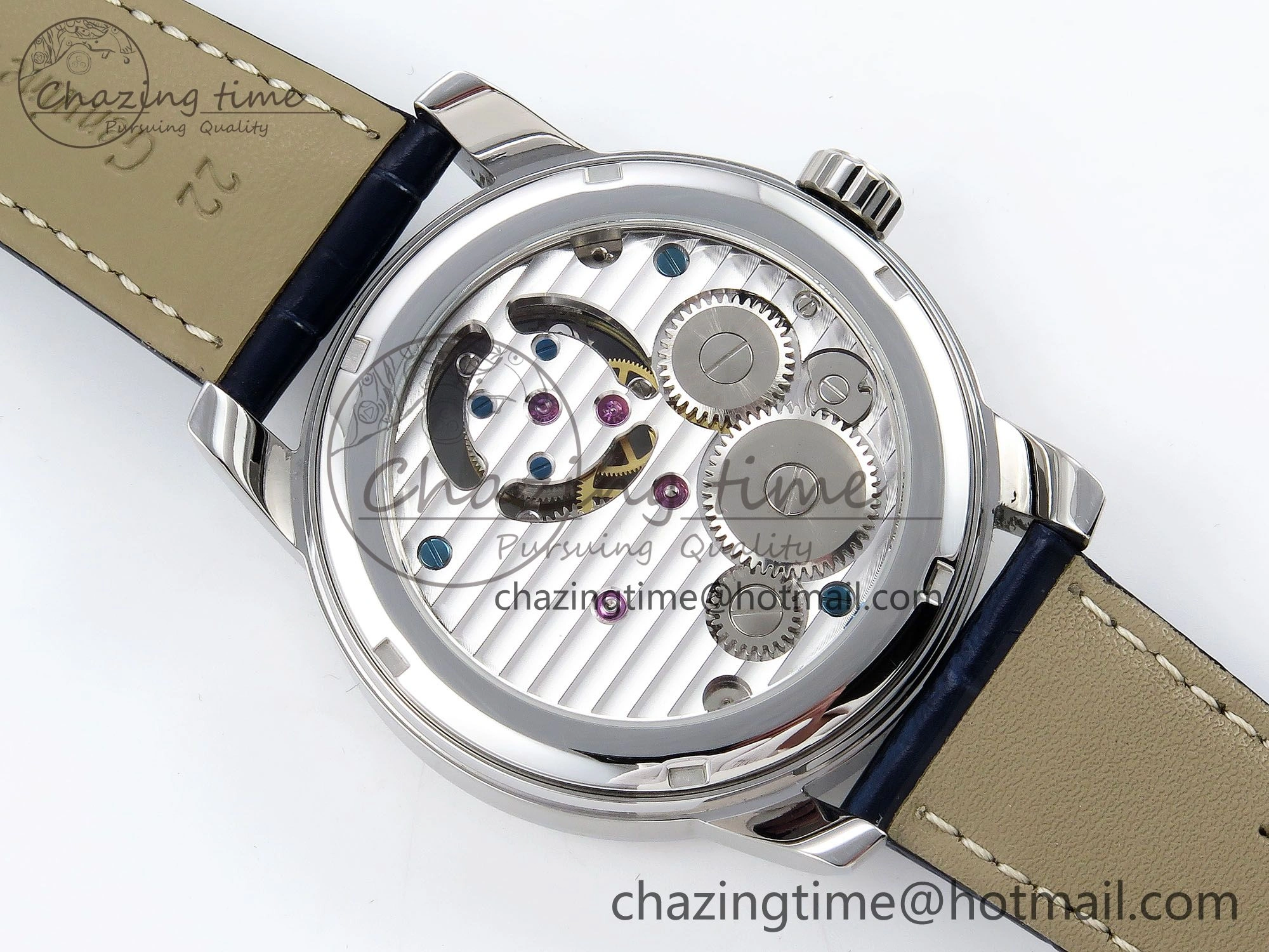 TopPick Master Ultra Thin Tourbillon SS RMS Best Edition Blue Star Dial on Blue Leather Strap 7409
