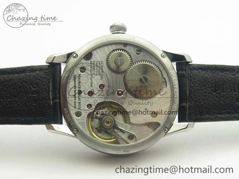 Masterpiece Square Wheel SS AMF 1:1 Best Edition Silver Dial On Black Leather Strap A GoAnywhere 7596
