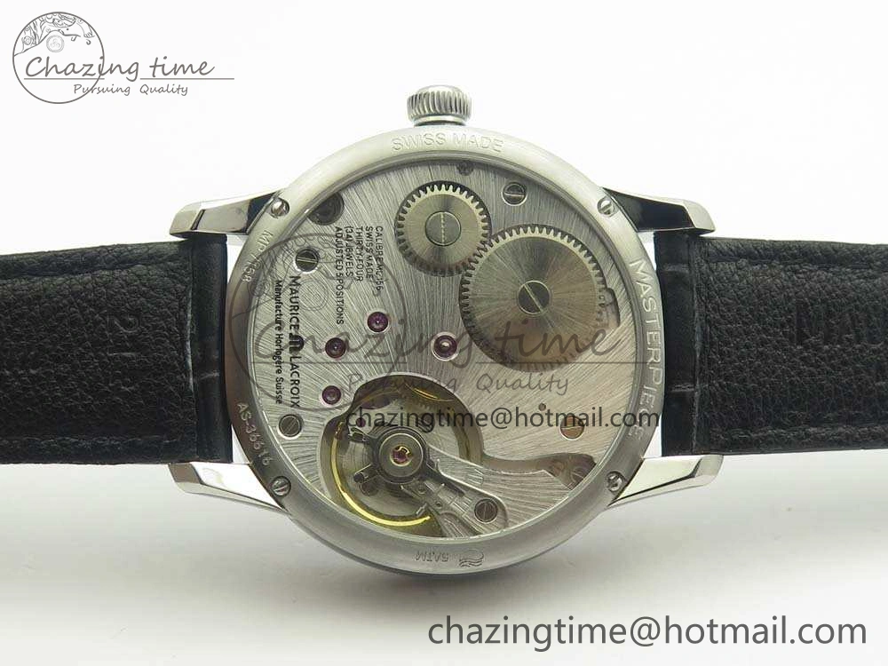 Masterpiece Square Wheel SS AMF 1:1 Best Edition Silver Dial On Black Leather Strap A GoAnywhere 7596