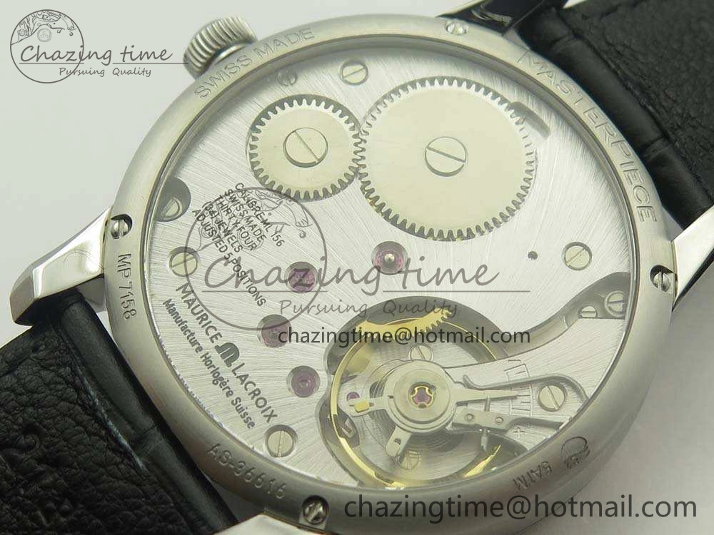 Masterpiece Square Wheel SS AMF 1:1 Best Edition Silver Dial On Black Leather Strap A GoAnywhere 7596