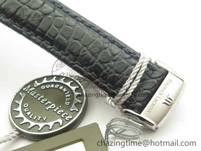 Masterpiece Square Wheel SS AMF 1:1 Best Edition Silver Dial On Black Leather Strap A GoAnywhere 7596