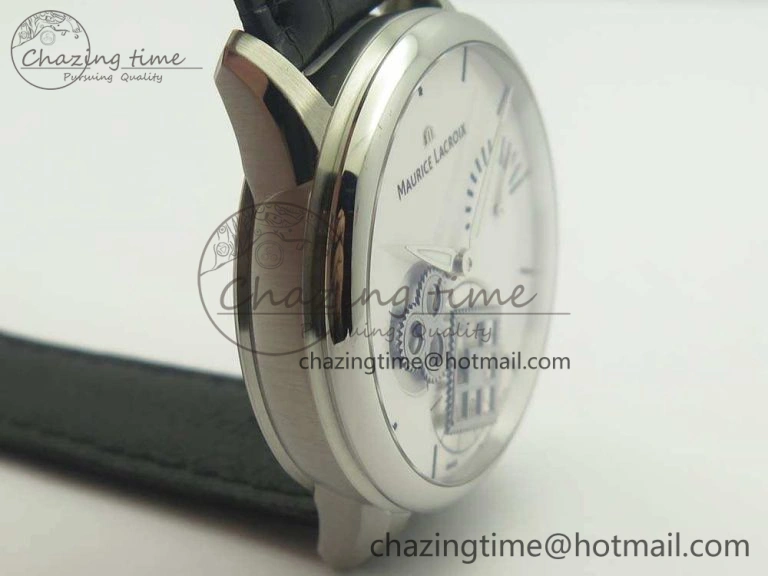 Masterpiece Square Wheel SS AMF 1:1 Best Edition White Dial On Black Leather Strap A TechFriendly 7595