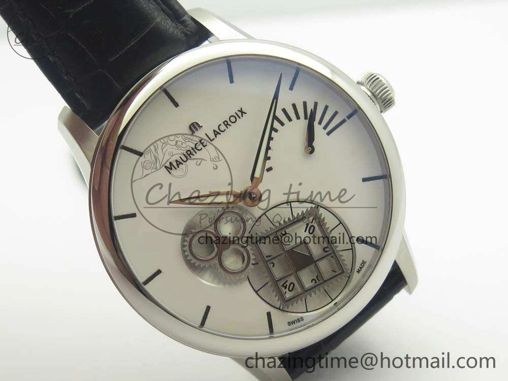 Masterpiece Square Wheel SS AMF 1:1 Best Edition White Dial On Black Leather Strap A TechFriendly 7595
