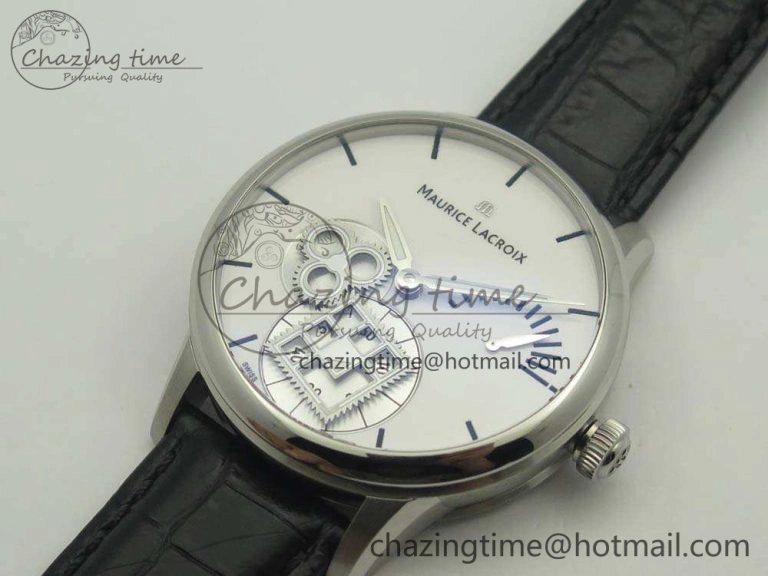 Masterpiece Square Wheel SS AMF 1:1 Best Edition White Dial On Black Leather Strap A TechFriendly 7595
