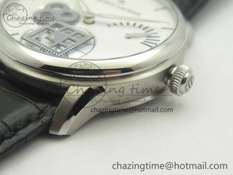 Masterpiece Square Wheel SS AMF 1:1 Best Edition White Dial On Black Leather Strap A TechFriendly 7595