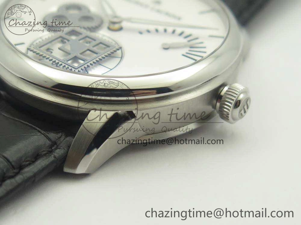 Masterpiece Square Wheel SS AMF 1:1 Best Edition White Dial On Black Leather Strap A TechFriendly 7595