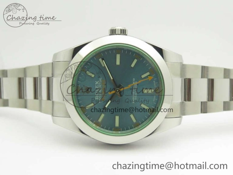Resilient Milgauss 116400 904L SS DJF 1:1 Best Edition Blue Dial on 904L SS Bracelet A2836 (Real Green Sapphire Crystal) 3341