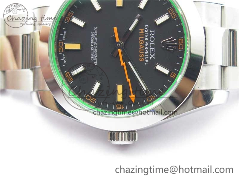 Vibrant Milgauss 116400 GV 904L Steel ARF 1:1 Best Edition Black Dial on Bracelet SH 2884