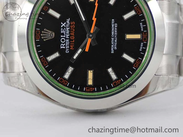 Milgauss 116400 GV 904L TWF 1:1 Best Edition Black Dial on SS Bracelet SH Versatile 2442