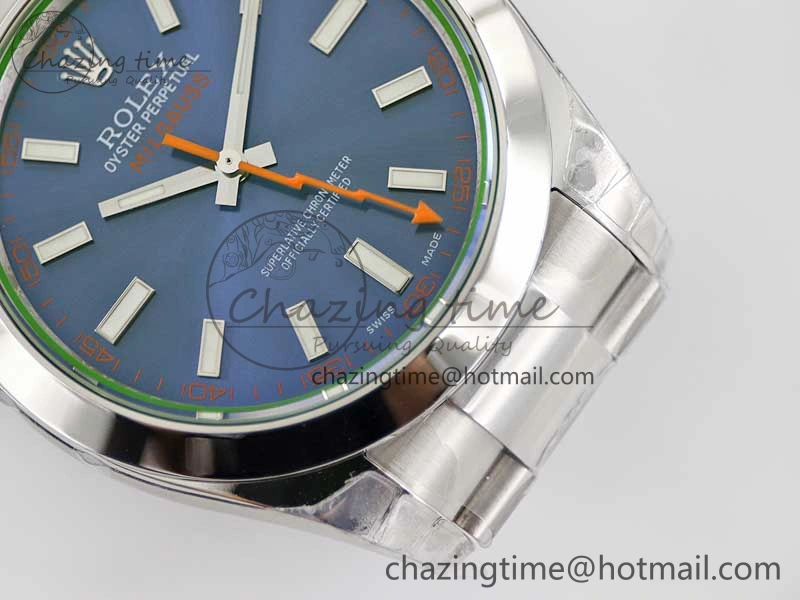 Milgauss 116400 GV 904L TWF 1:1 Best Edition Blue Dial on SS Bracelet SH EyeCatching 2443
