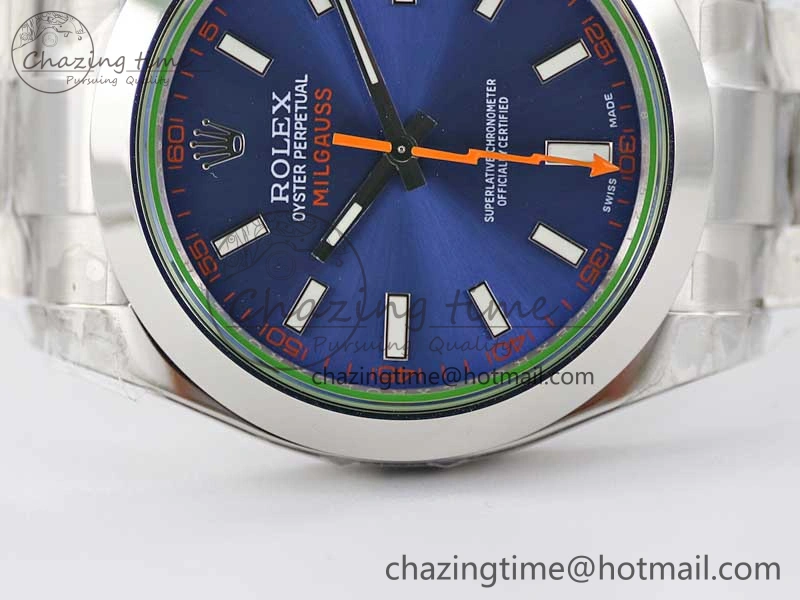 Milgauss 116400 GV 904L TWF 1:1 Best Edition Blue Dial on SS Bracelet SH EyeCatching 2443