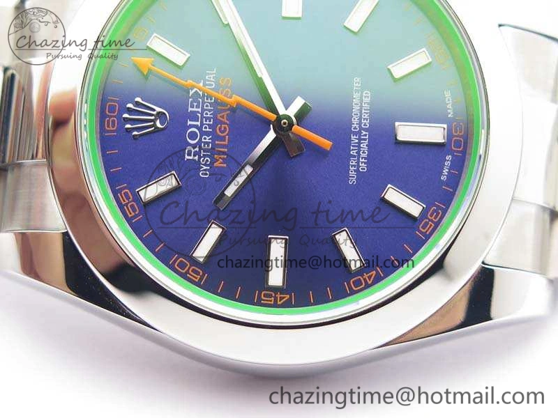 GoAnywhere Milgauss 116400 GV ARF 1:1 Best Edition Green Sapphire Blue Dial On SS Bracelet A 3550