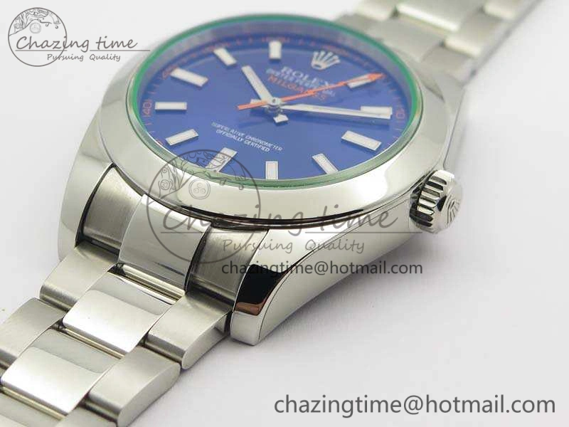 GoAnywhere Milgauss 116400 GV ARF 1:1 Best Edition Green Sapphire Blue Dial On SS Bracelet A 3550