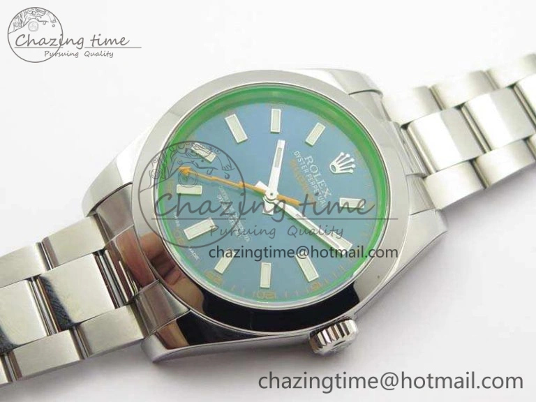 Milgauss 116400 GV ARF 1:1 Best Edition Green Sapphire Blue Dial On SS Bracelet SA ZeroBulk 3551