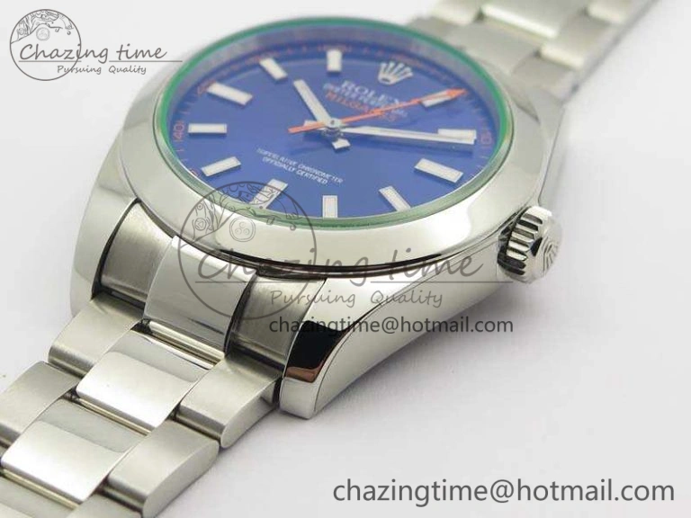 Milgauss 116400 GV ARF 1:1 Best Edition Green Sapphire Blue Dial On SS Bracelet SA ZeroBulk 3551