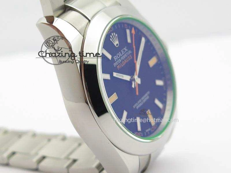 Milgauss 116400 GV JF 1:1 Green Sapphire Black Dial On SS Bracelet A2824 V EasyCare 3960