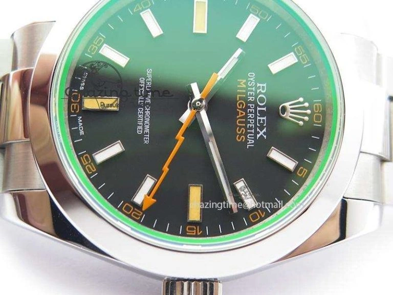 Milgauss 116400 GV JF 1:1 Green Sapphire Black Dial On SS Bracelet A2824 V EasyCare 3960