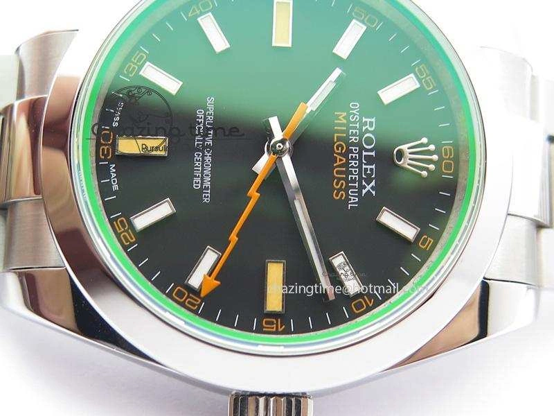 Milgauss 116400 GV JF 1:1 Green Sapphire Black Dial On SS Bracelet A2824 V EasyCare 3960