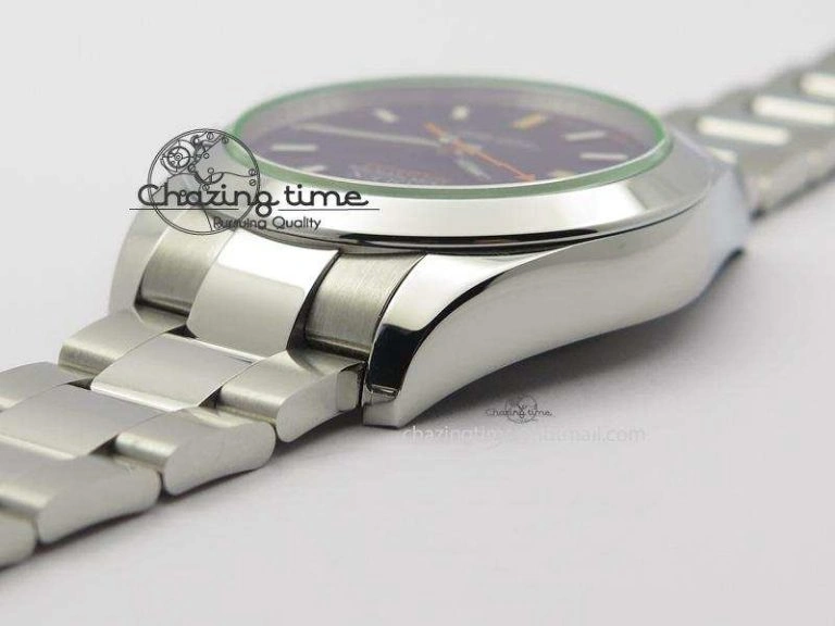Milgauss 116400 GV JF 1:1 Green Sapphire Black Dial On SS Bracelet A2824 V EasyCare 3960