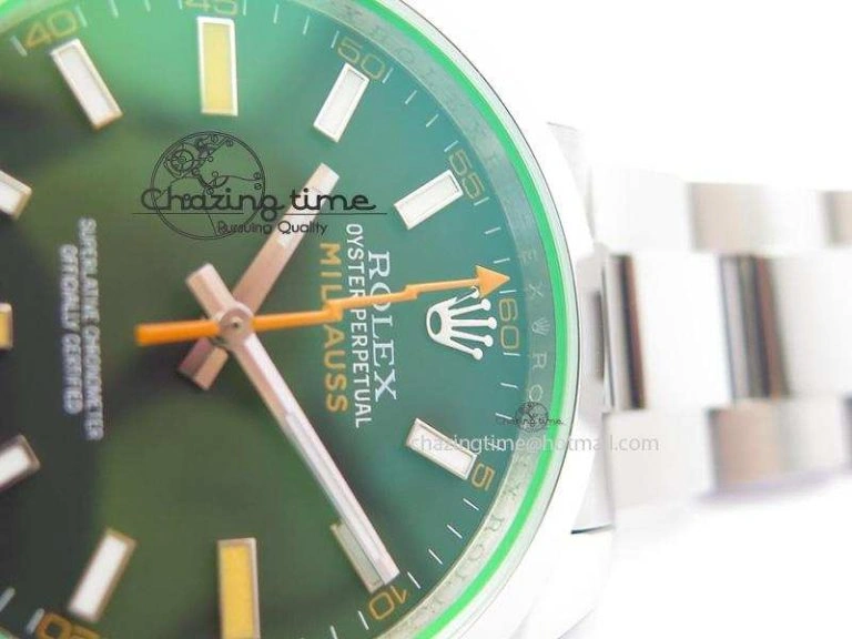 Milgauss 116400 GV JF 1:1 Green Sapphire Black Dial On SS Bracelet SA Versatile 3957