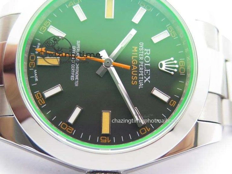 Milgauss 116400 GV JF 1:1 Green Sapphire Black Dial On SS Bracelet SA Versatile 3957