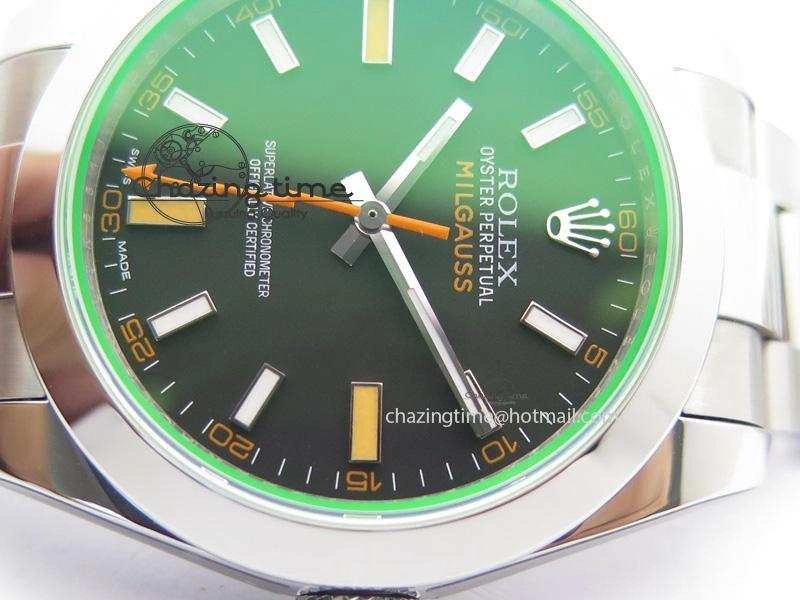 Milgauss 116400 GV JF 1:1 Green Sapphire Black Dial On SS Bracelet SA Versatile 3957