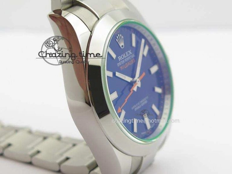 Casual Milgauss 116400 GV JF 1:1 Green Sapphire Blue Dial On SS Bracelet A2824 V 3950
