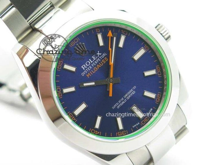 Casual Milgauss 116400 GV JF 1:1 Green Sapphire Blue Dial On SS Bracelet A2824 V 3950