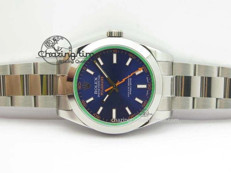 Casual Milgauss 116400 GV JF 1:1 Green Sapphire Blue Dial On SS Bracelet A2824 V 3950