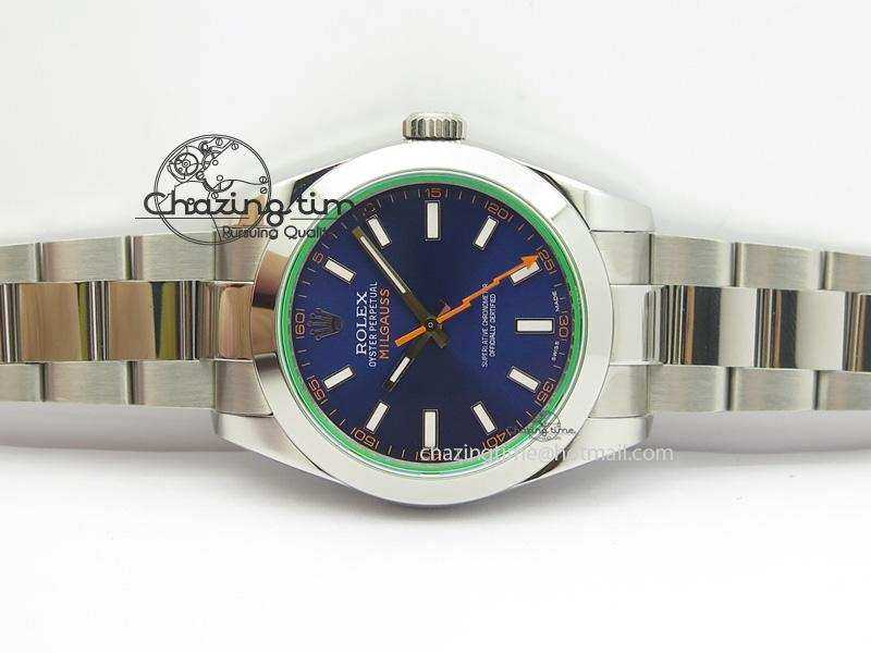 Casual Milgauss 116400 GV JF 1:1 Green Sapphire Blue Dial On SS Bracelet A2824 V 3950