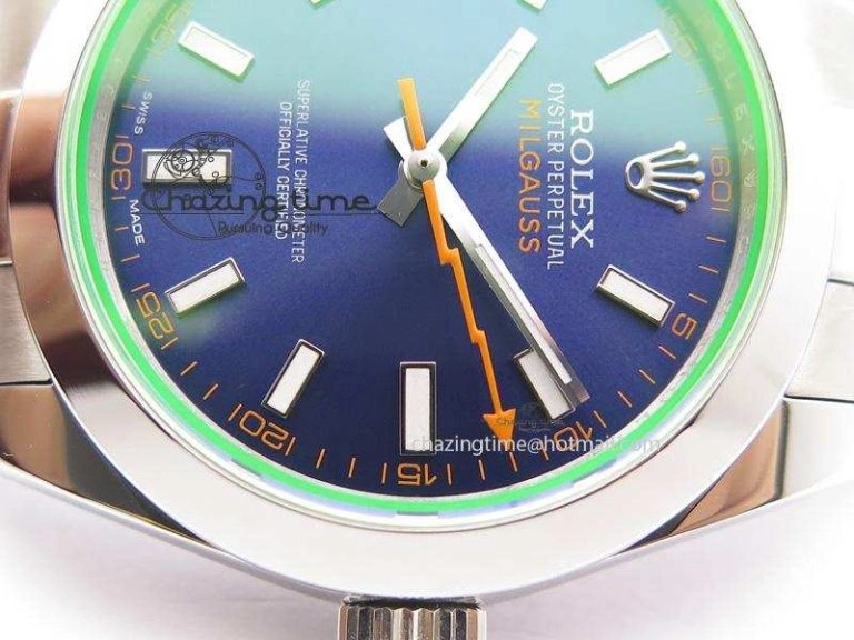 Casual Milgauss 116400 GV JF 1:1 Green Sapphire Blue Dial On SS Bracelet A2824 V 3950