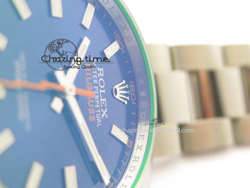 Casual Milgauss 116400 GV JF 1:1 Green Sapphire Blue Dial On SS Bracelet A2824 V 3950