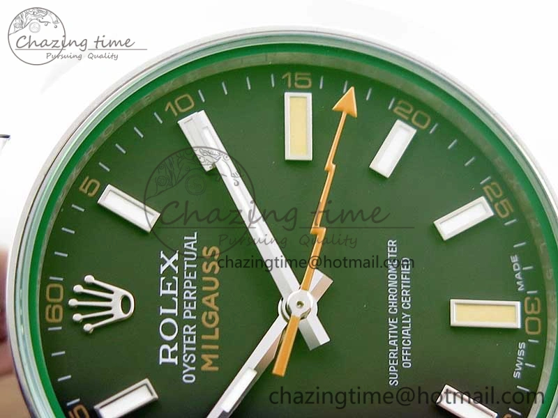 Milgauss 116400 GV Noob 1:1 Best Edition Green Sapphire Black Dial on SS Bracelet A Upgraded 3122