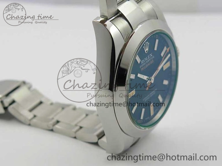 Milgauss 116400 GV Noob 1:1 Best Edition Green Sapphire Black Dial on SS Bracelet A Upgraded 3122