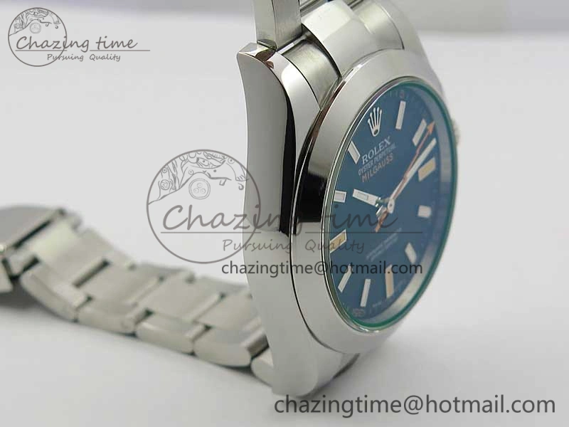 Milgauss 116400 GV Noob 1:1 Best Edition Green Sapphire Black Dial on SS Bracelet A Upgraded 3122