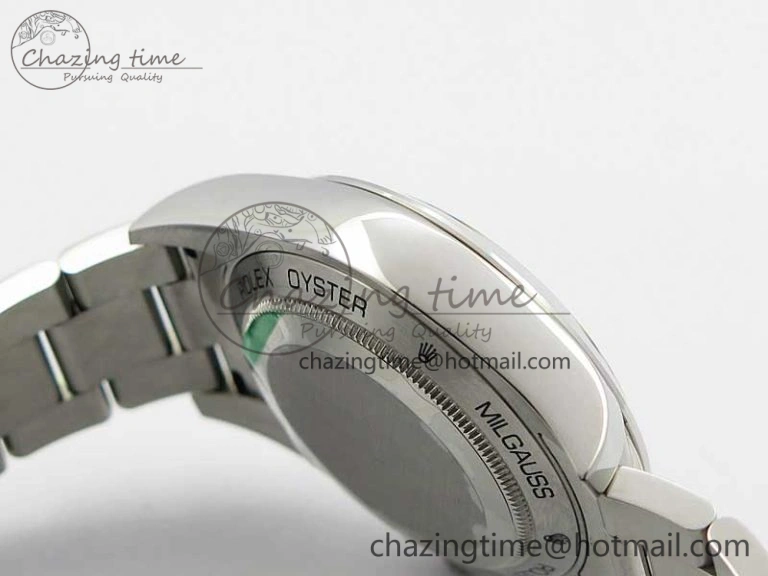 Milgauss 116400 GV Noob 1:1 Green Sapphire Blue Dial on SS Bracelet A TechFriendly 3124