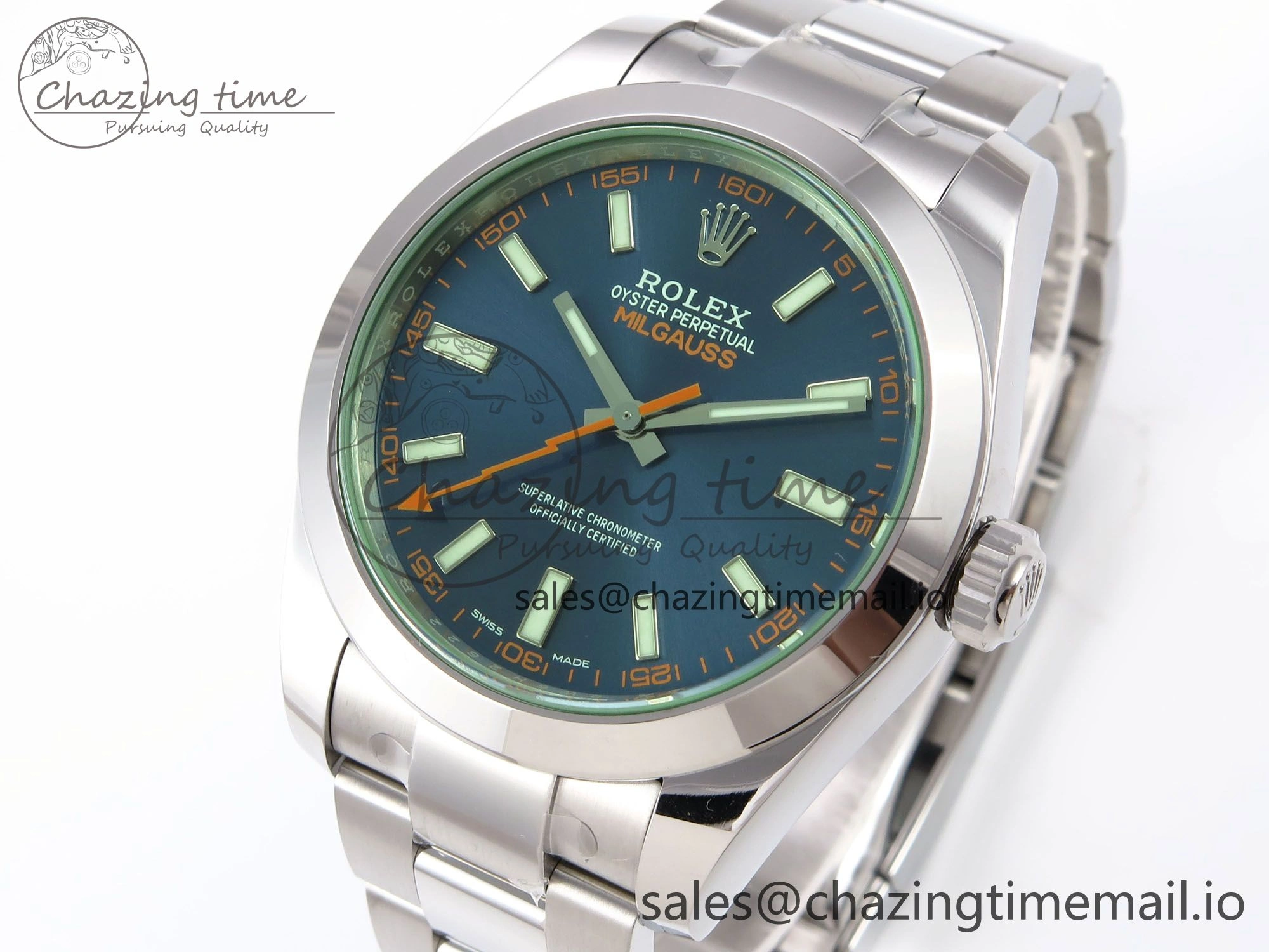 Milgauss 116400GV VSF 1:1 Best Edition 904L Steel Blue Dial on SS Bracelet VS Casual 1001